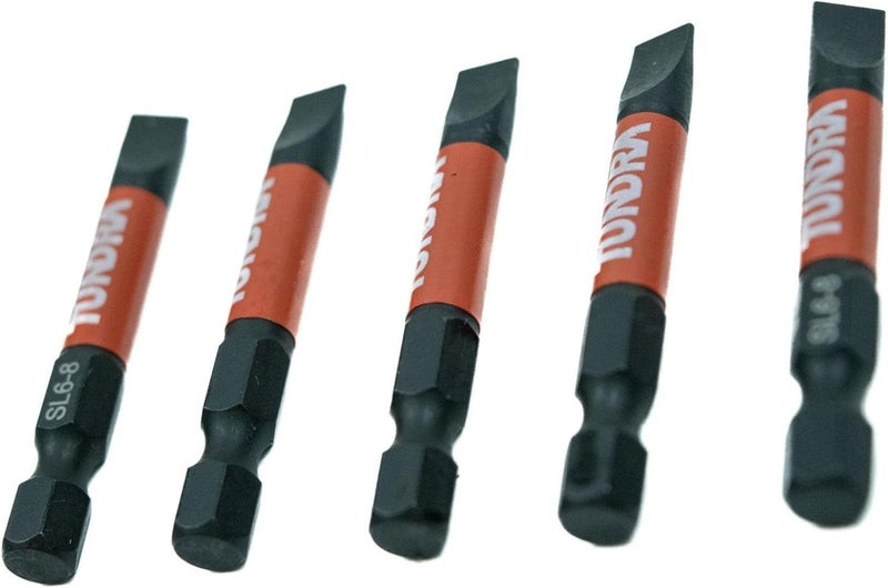 Tundra Tools #6-8 Impact Screwdriving Slotted Bits, 5 pack, impact rated for impact drivers - Image 2